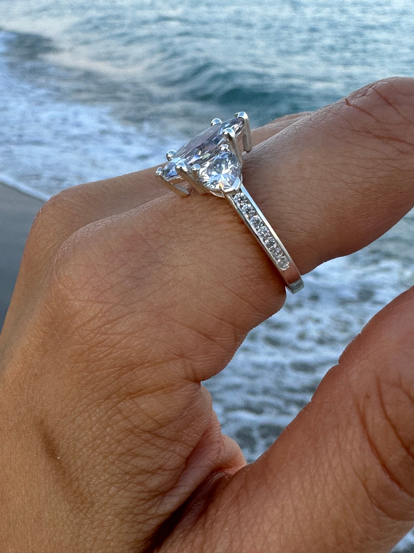 TERA MARQUISE COMBINED WITH HEART DIAMONDS ENGAGEMENT RING