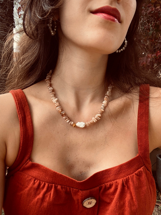 PINK MOONSTONE QUARTZ necklace