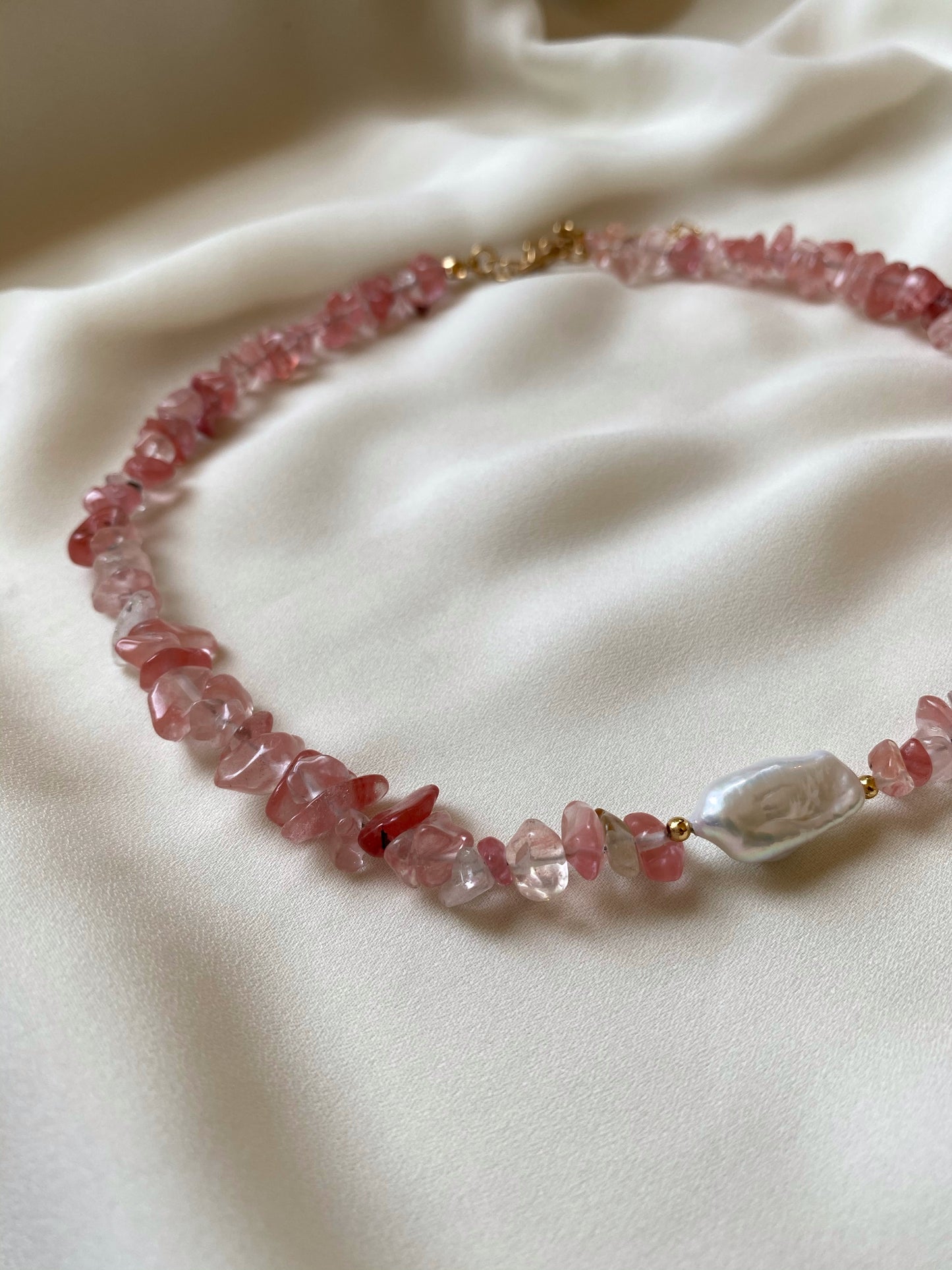 PINK WATERMELON QUARTZ necklace