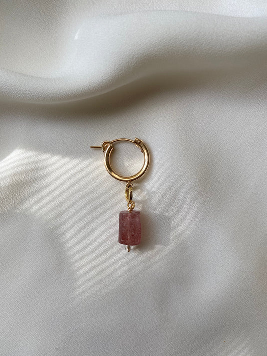 STRAWBERRY QUARTZ charm gold