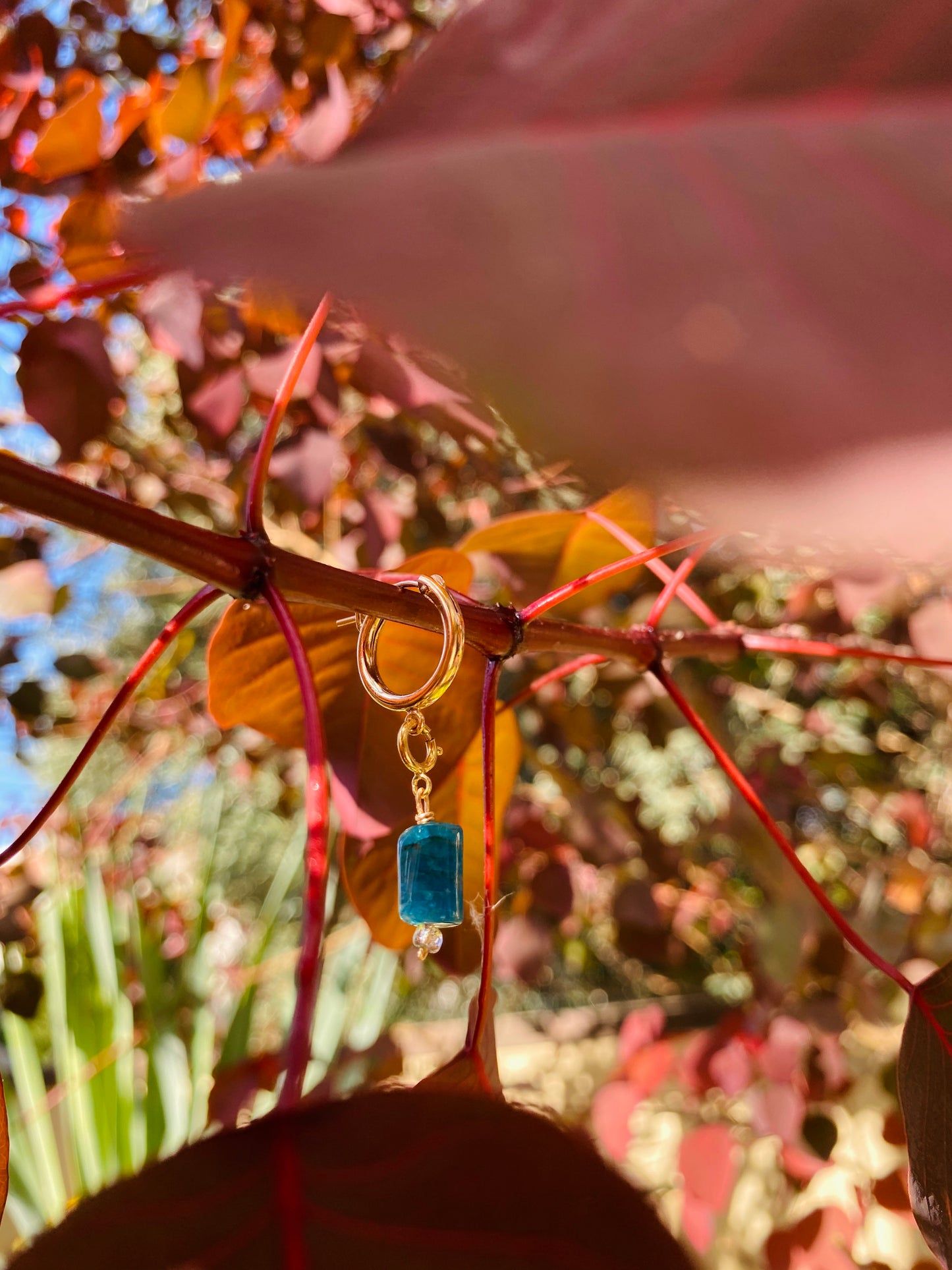 BLUE APATITE charm gold