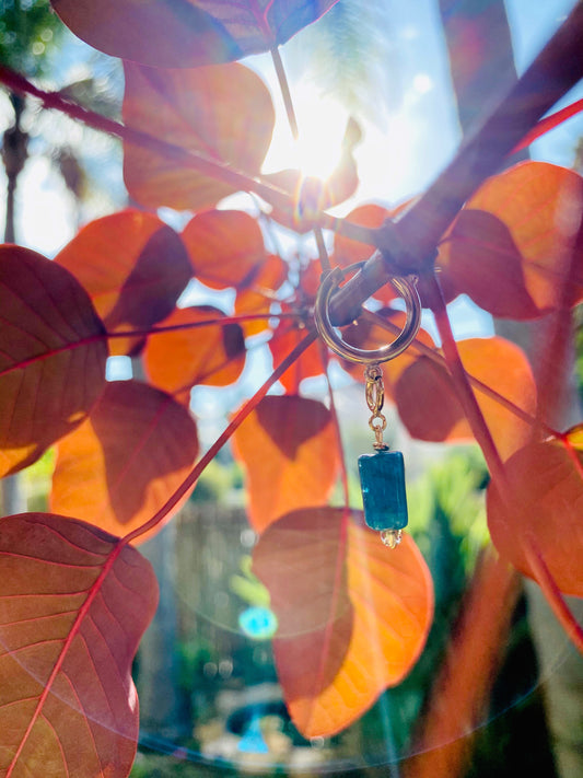 BLUE APATITE charm gold