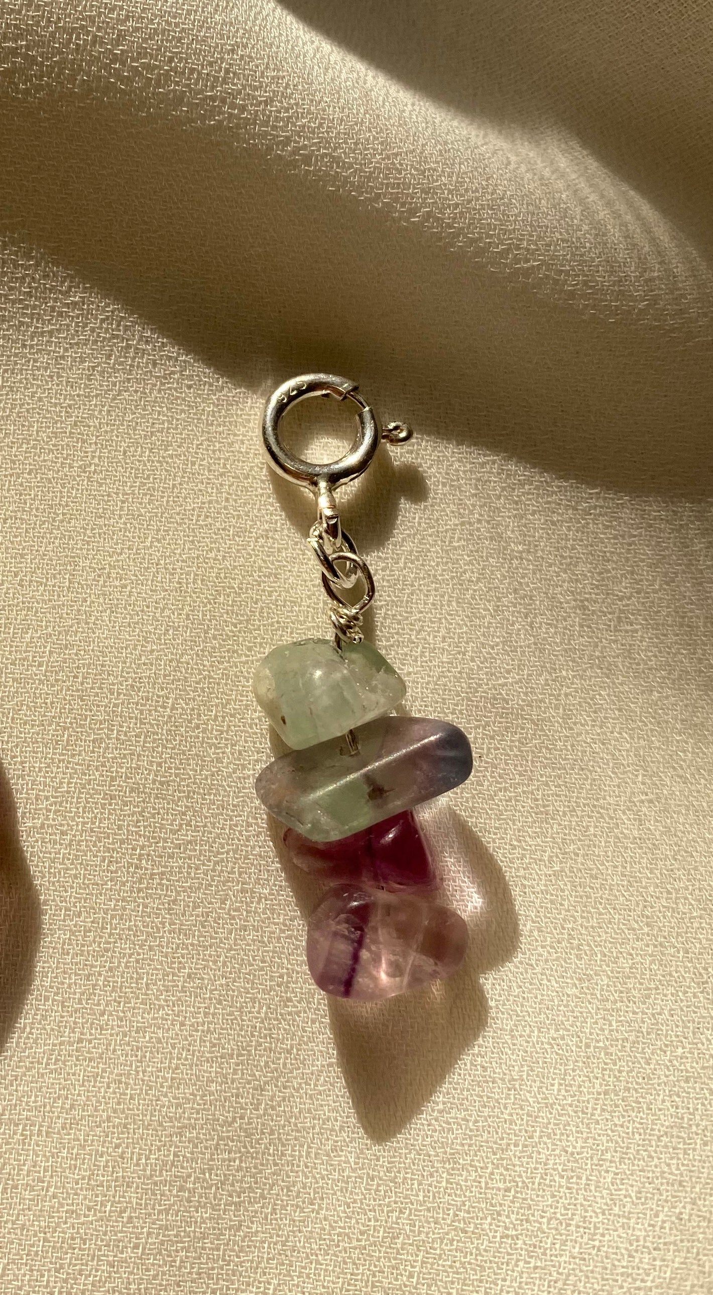 NATURAL QUARTZ FLUORITE AMETHYST charm